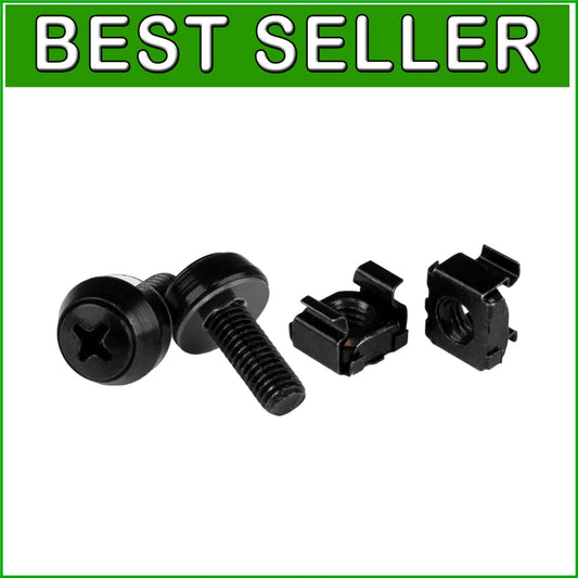 Durable M6 Black Cage Nuts & Screws - 50 Pack, TAA Compliant for Government Use