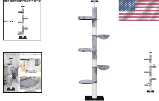 Durable Adjustable Cat Climbing Tree With Hammock - Ideal For Energetic Kittens