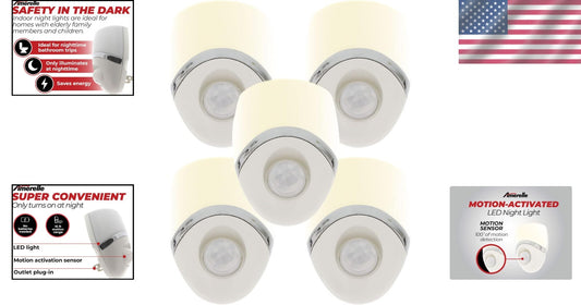 5-Pack Motion Sensor LED Night Lights for Safe Illumination - Nursery & Bathroom