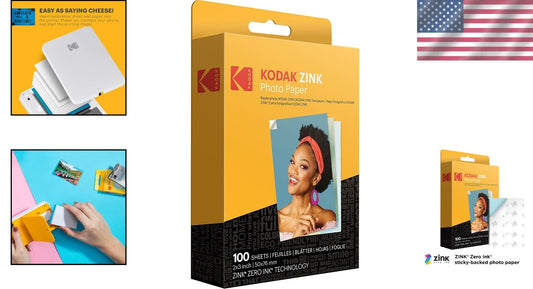 Durable 2x3 Premium Instant Photo Paper - 100 Sheets for Kodak Printers - Glossy