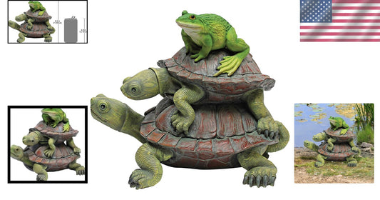 Exclusive 11" Long Frog and Turtles Decorative Statue for Indoor & Outdoor