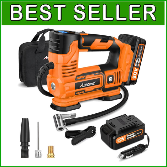 20V Cordless Tire Pump with Digital Gauge & Tool Bag - Your Travel Companion