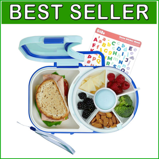 Durable Macaron Blue Lunchbox with Snack Spinner - Perfect for School Days