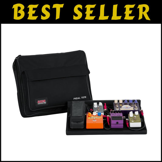 Durable Black Tolex Guitar Pedal Board with Built-In Power and Nylon Carry Case