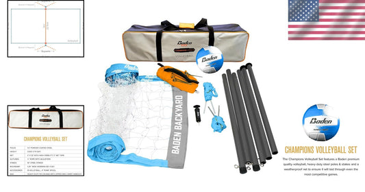 Weather-Resistant Backyard Volleyball Set with Toddler-Safe Poles & Accessories