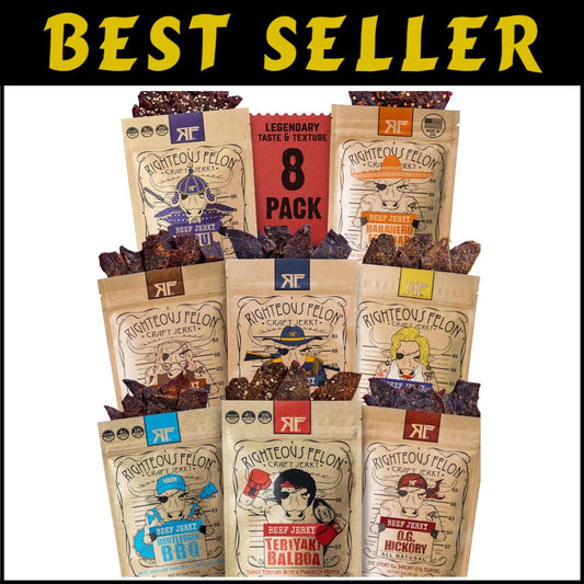 Gourmet Beef Jerky Variety Pack - Gluten-Free & High Protein Sampler 8 Pack