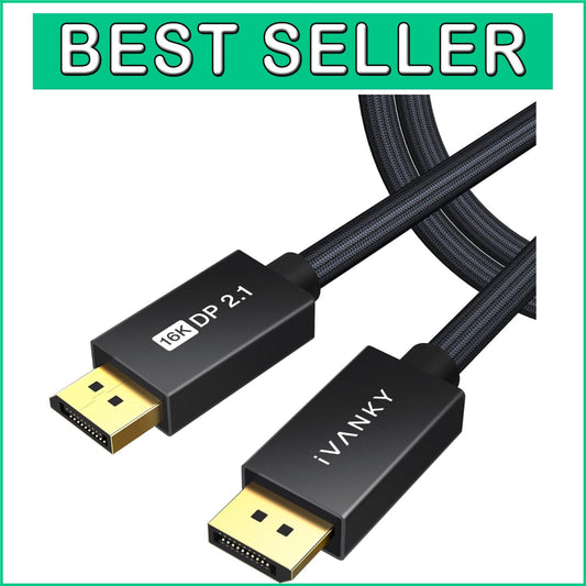 15ft 16K DisplayPort 2.1 Cable - Backward Compatible, Perfect for UHD TVs & PCs