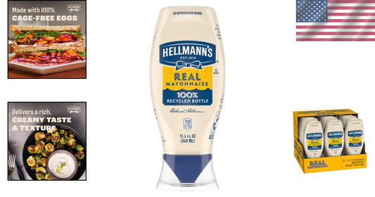 Hellmann’s Real Mayonnaise - Cage-Free, Gluten-Free in 12 Pack Squeeze Bottles