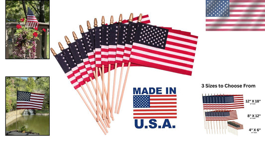 Weather-Resistant 12-Pack 12x18 Inch American Flags for Gardens and Celebrations