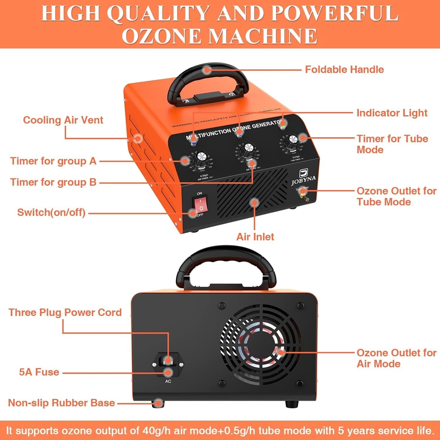 Ozone Machine 40,000mg/h Air & 500mg/h Water - Powerful Odor Eliminator for Home