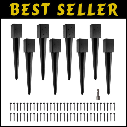 Heavy-Duty 8 Pack Black Metal Post Anchors - Quick Install for Mailbox or Fence