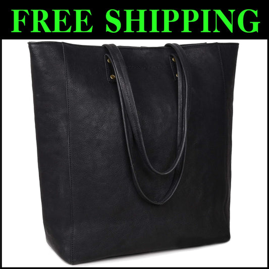 Genuine Vintage Leather Tote - 14.5" Stylish Bag for Women | Ava Collection