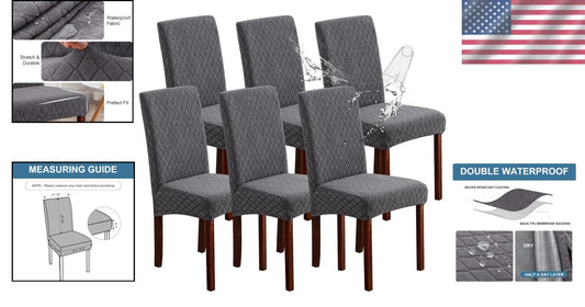 Fashionable Dining Chair Protectors - Waterproof and Washable, Argyle-Dark Gray