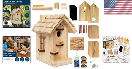 All-Inclusive Wooden Bird House Kit for Adults - Perfect Family Craft Project