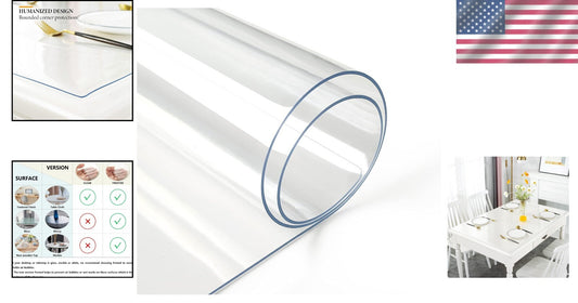 Glossy 1.5mm Clear Tablecloth Protector - 42x78 Inch Scratch & Stain Resistant