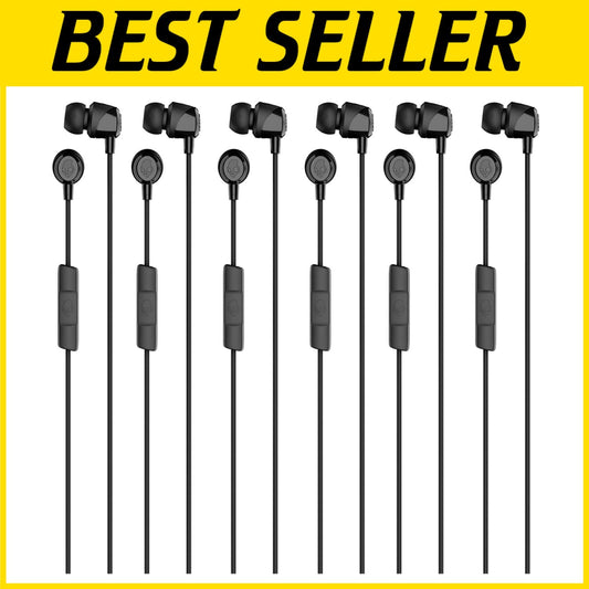 6 Pack Jib Wired Earbuds with Noise Isolation and Built-In Microphone for Travel