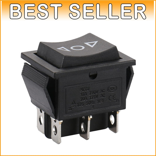 20 Pack of 6 Pin Black DPDT Rocker Switches for Household Appliances - Durable