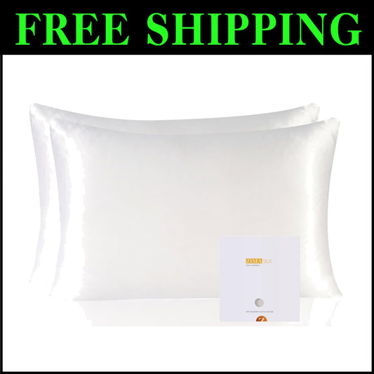 Premium Grade 6A Silk Pillowcases - 2 Pack Queen 20''x30'' with Hidden Zipper