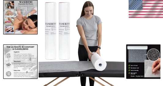 Bulk Disposable Table Covers - Hygienic Non-Woven Sheets, 60 per Roll for Spas