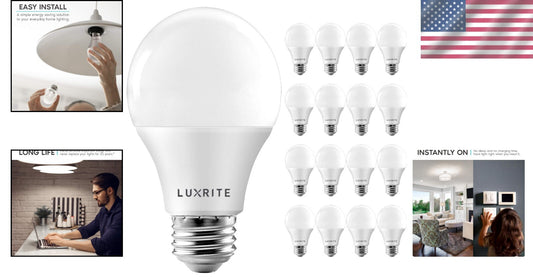 16-Pack A19 Dimmable LED Bulbs - 9W Cool White, Perfect for Indoor/Outdoor Use