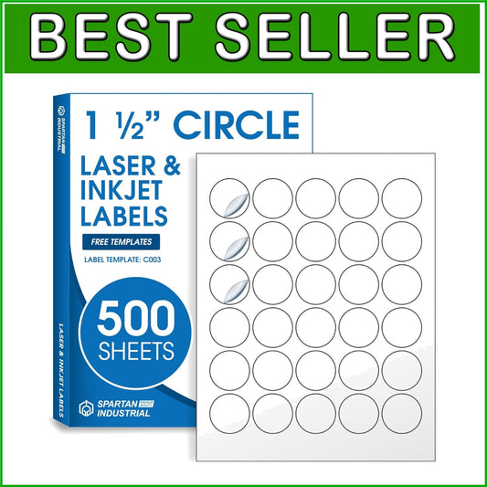 500-Pack 1.5-Inch Matte Circle Labels for All Printer Types - Customizable Tags
