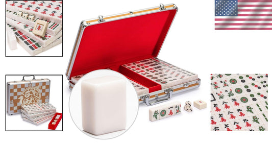 Deluxe Chinese Mahjong Set - 146 Tiles, 3 Dice, Wind Indicator in Portable Case