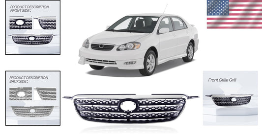 Durable Gray Grille Compatible with 2005-2008 Corolla - Non-Destructive Install