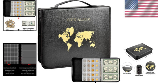 Elegant Coin Album with 230 Pages - Ideal for Collectors of Coins & Paper Money