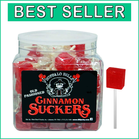 42 Candy Classics - Cube-Shaped Old Fashioned Cinnamon Lollipops Gift Tub