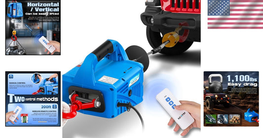 1100lbs Electric Hoist Winch with Wireless Remote Control - Effortless Lifting