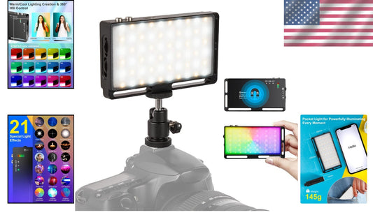 Portable 3000K-6500K LED Video Light with 6 Effects - Ideal for DSLR & Mobile