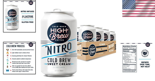 High Brew Nitro Sweet Cream Cold Brew Coffee: 12 Ready-to-Drink Cans, 10 FL Oz