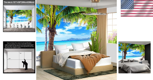 Extra Large Beach Mural - Coastal Ocean Wallpaper 151"x105" for Elegant Spaces