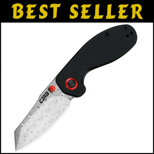 Limited Edition CJRB Maileah Damascus Pocket Knife with G10 Handle - Compact EDC