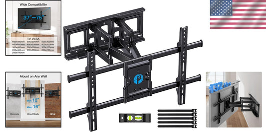 Durable TV Wall Mount for 37-75 Inch TVs - Max Load 132lbs with Level Adjustment