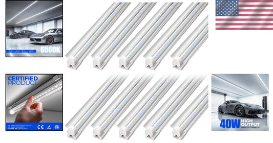 Ultra Bright Linked 4FT LED Ceiling Lights - 40W, Ideal for Workspaces, 10 Pack