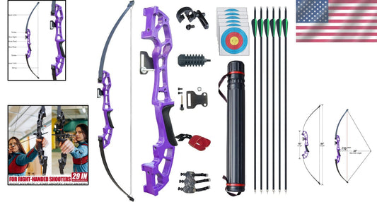 Ergonomic Right-Hand Purple Bow with 6 Arrows - Archery Set for All Skill Levels