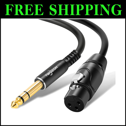 60FT XLR Female to 1/4" TRS Cable - Tangle Free Balanced Audio Solution