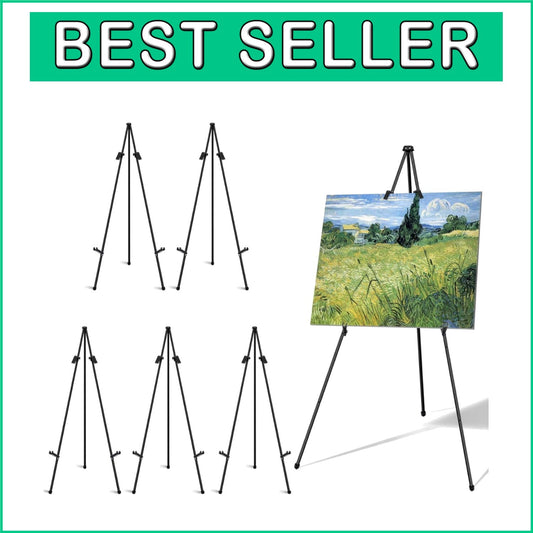 6 Pack Folding Easels for Stylish Displays - Portable & Adjustable to 66-Inch