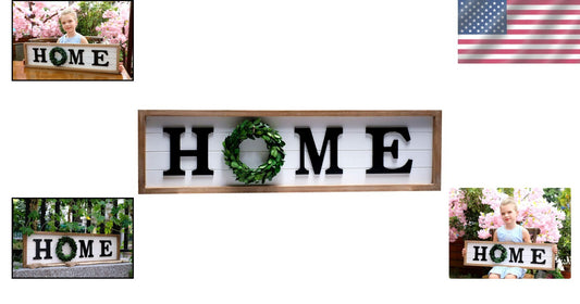 Elegant Rustic Wood Wall Sign with Real Boxwood Wreath - Gift-Ready Home Accent
