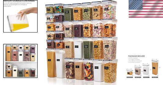 4 Size Combinations 32pcs Airtight Food Storage Containers - Keep Food Fresh
