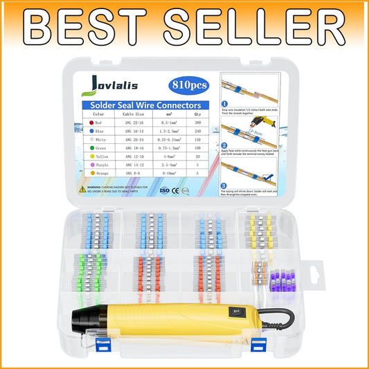 810 PCS Waterproof Solder Seal Wire Connectors with Mini Heat Gun for Marine Use