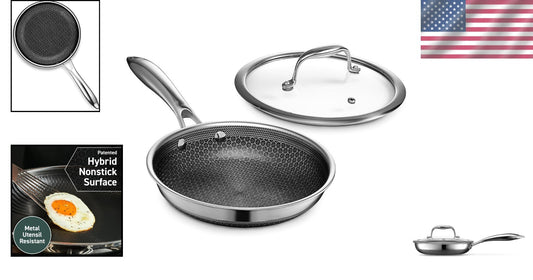 Tri-Ply 8-Inch Nonstick Frying Pan with Tempered Lid - Dishwasher Safe & Durable