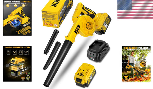 20V Cordless Leaf Blower & Vacuum - High Power, Lightweight & Adjustable Nozzle