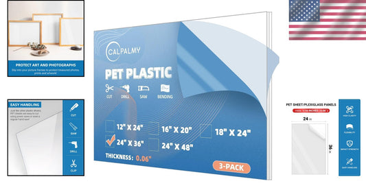 3 Pack of Scratch-Resistant PET Craft Panels - 24 x 36" for Easy Customization