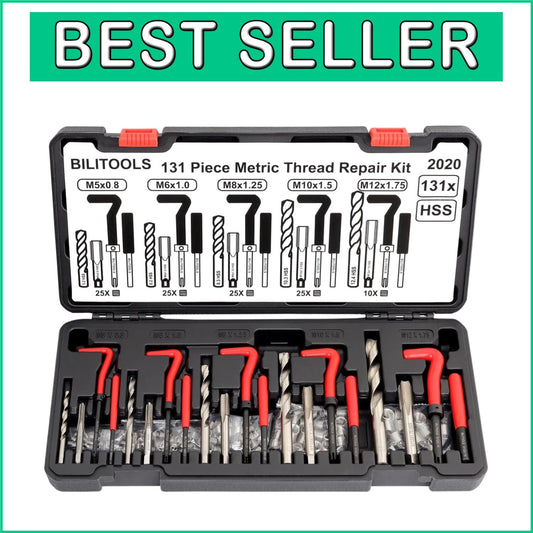 Durable 131-Piece Thread Repair Kit for Automotive and Plumbing Applications