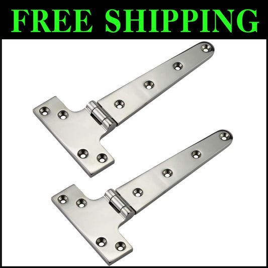 8" Heavy Duty Cast Strap Hinges - 316 Stainless Steel Marine Grade, Set of 2