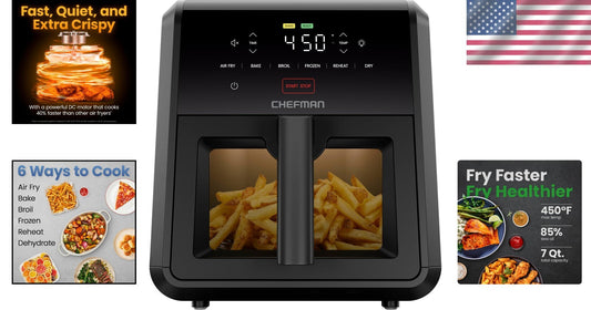 7-Qt High-Powered Air Fryer - Space-Saving, Touch Control for Crispy Meals