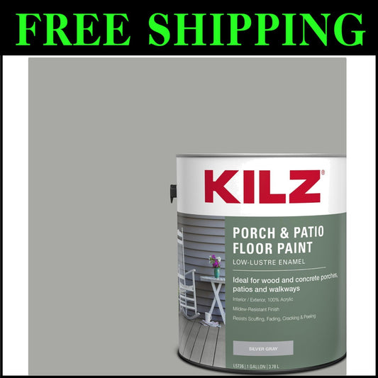 1 Gallon Silver Gray Acrylic Latex Porch & Patio Floor Paint - Weather Resistant