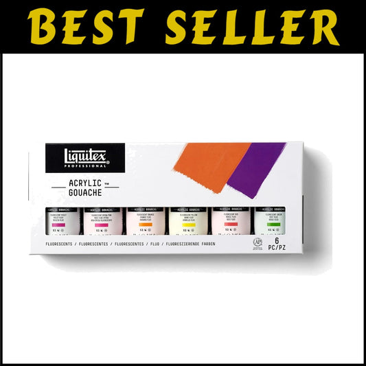 Vibrant Professional Fluorescent Acrylic Gouache - 6 x 2oz with Matte Finish